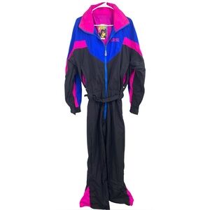 Vintage K2SKI 90’s Ski Suit One Piece‎ Womens Medium Black Pink Blue